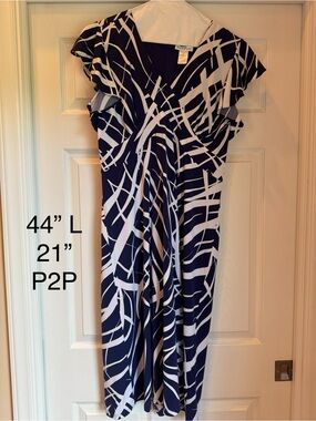 NorthStyle Navy and White Abstract Midi Dress Size 14